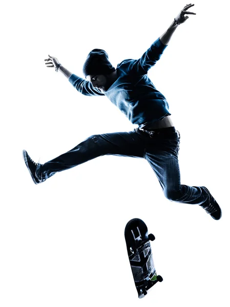 Hombre skateboarder silueta de skate — Foto de Stock