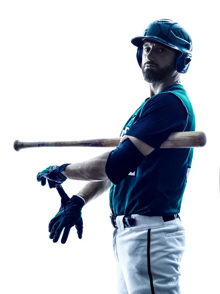 Uomo baseball giocatore silhouette isolato — Foto Stock