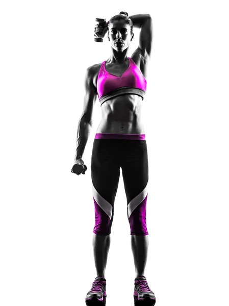 Woman fitness Weights exercises silhouette — Stock Photo, Image