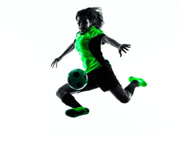 kadın futbol oyuncu izole siluet