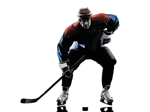 Lední hokej muži hráč silueta — Stock fotografie