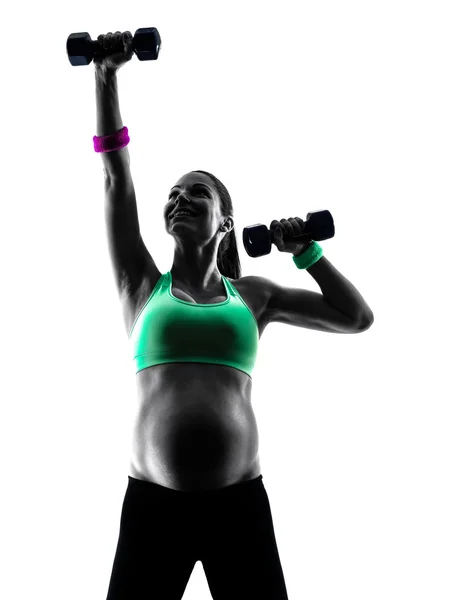 Pregnant woman fitness exercises silhouette — Stock Photo, Image