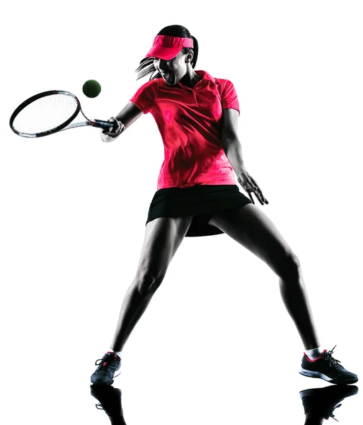 Γυναίκα τένις παίκτης θλίψη σιλουέτα — Φωτογραφία Αρχείου