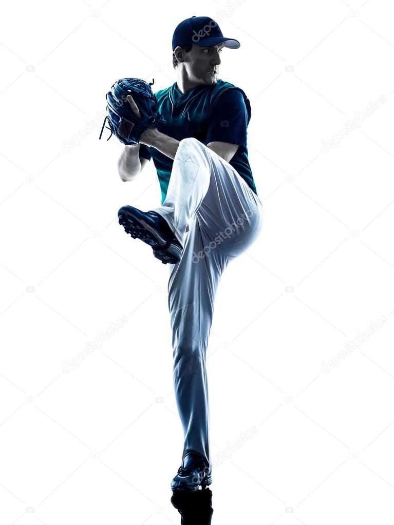 man baseball player silhouette isolated