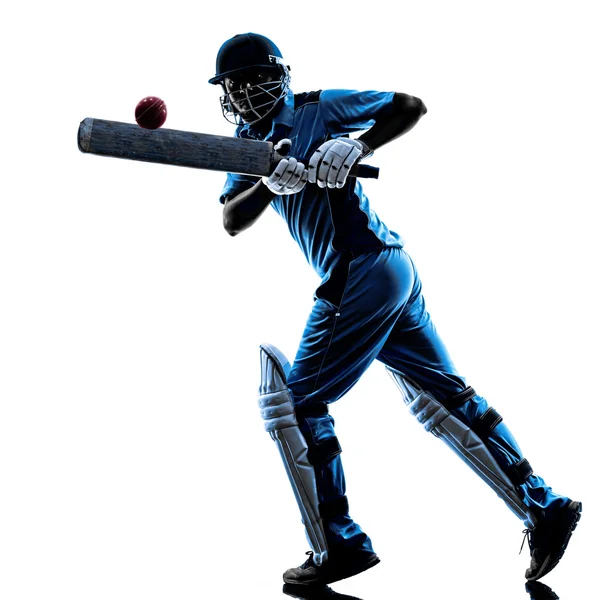 Jogador de críquete batedor silhueta — Fotografia de Stock