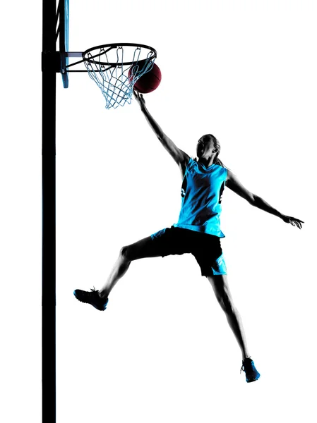 Silhouette de joueuse de basket femme — Photo