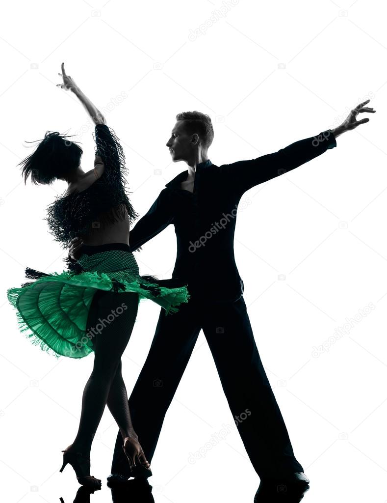 elegant couple dancers dancing silhouette