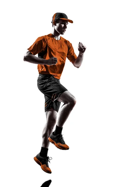 Man löpare jogger köra jogging siluett — Stockfoto