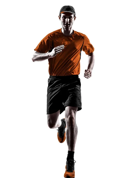Man löpare jogger köra jogging siluett — Stockfoto
