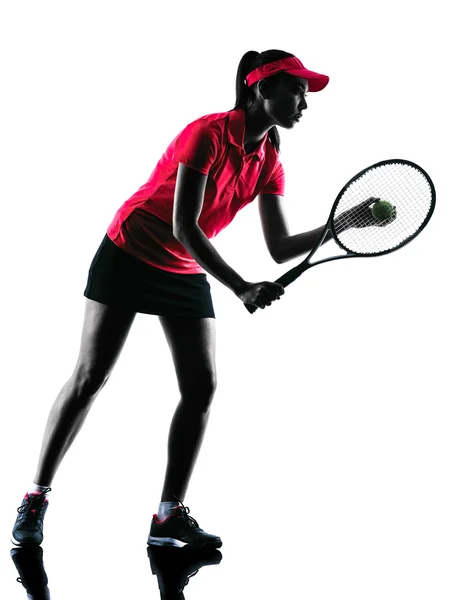 Femme joueuse de tennis tristesse silhouette — Photo