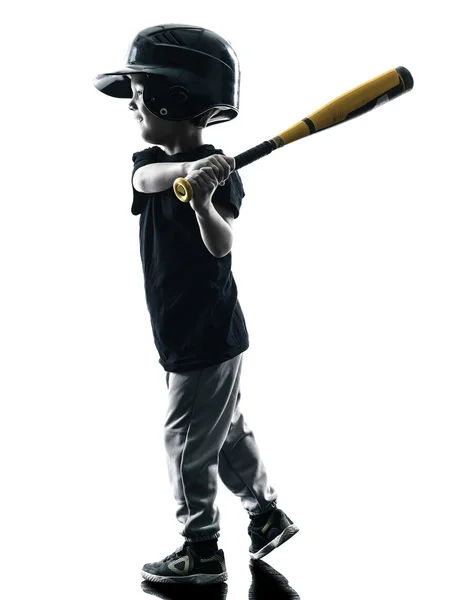 Bambino giocare softball giocatori silhouette isolato — Foto Stock