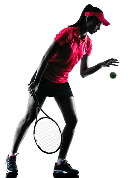 Tennisspielerin traurige Silhouette lizenzfreie Stockbilder