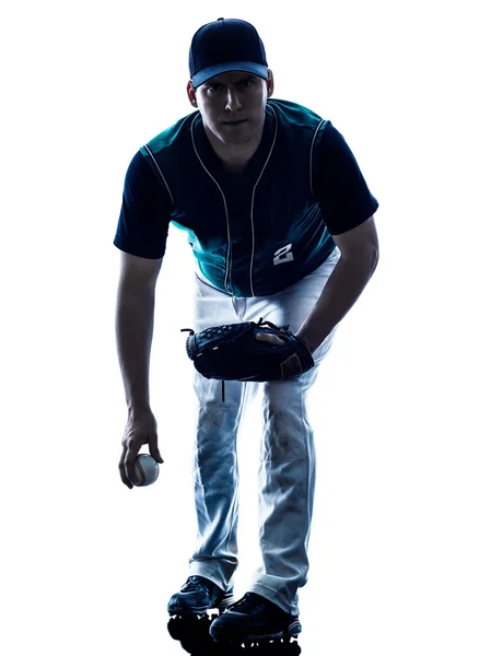 Uomo baseball giocatore silhouette isolato — Foto Stock