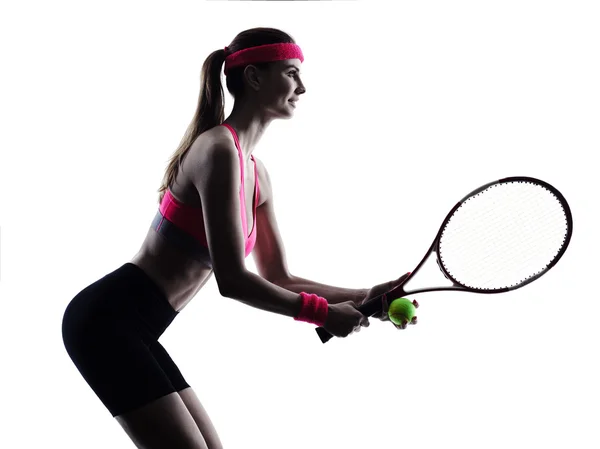 Жінка тенісистка портрет силует — стокове фото