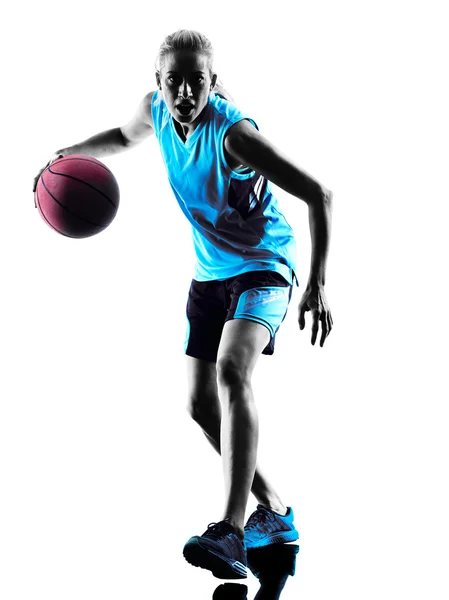 Woman basketball player silhouette — Stock Photo, Image