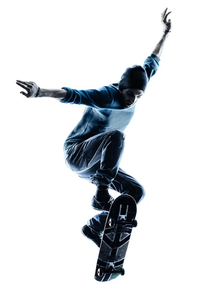 Uomo skateboarder skateboard silhouette — Foto Stock