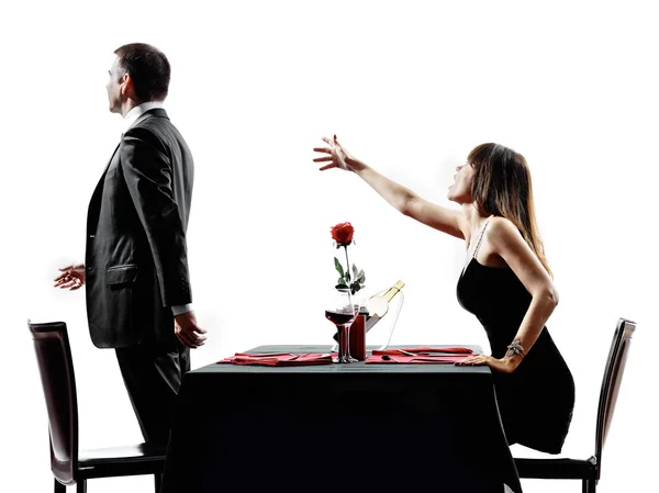 Couples lovers dating dinner  dispute separation — Stock Photo, Image