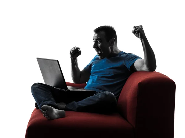 Mann Sofa Couch Computer Computer Computer Laptop — Stockfoto