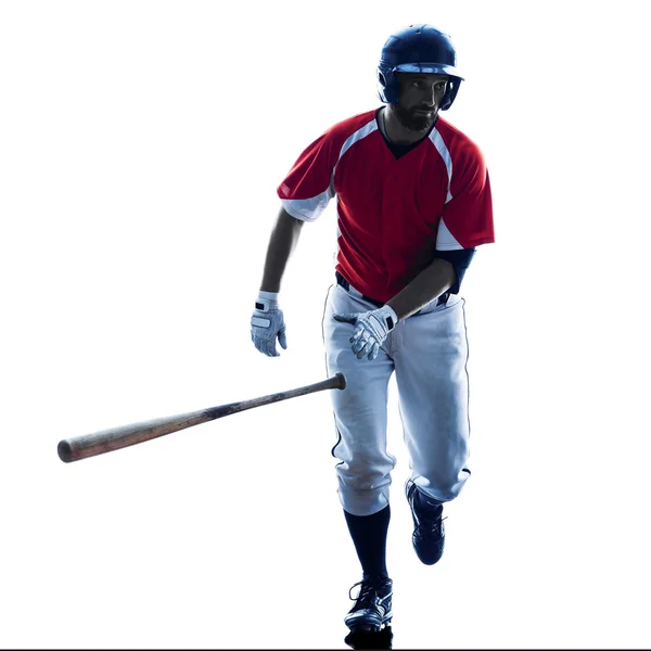 Muž baseballový hráč silueta izolované — Stock fotografie
