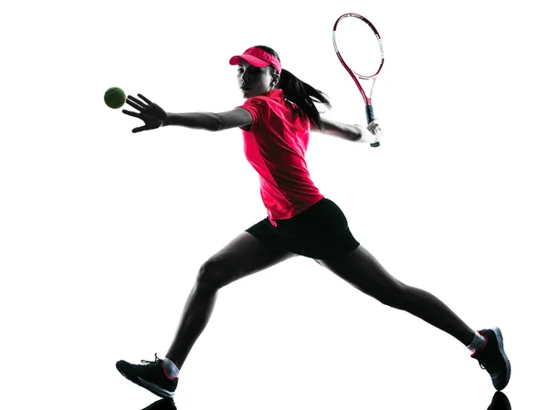 Vrouw tennis speler verdriet silhouet — Stockfoto