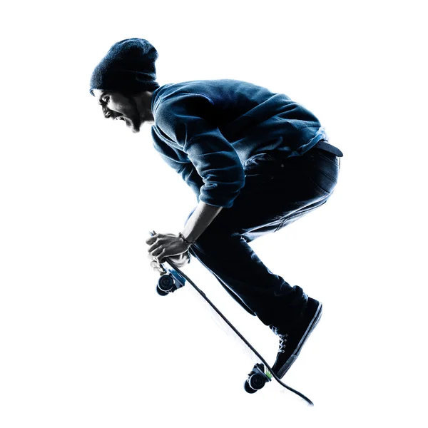 Man skateboarder skateboarding silhouette — Stock Photo, Image