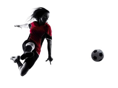 kadın futbol oyuncu izole siluet