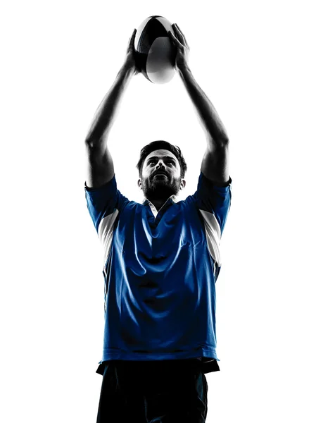 Rugby man speler silhouet — Stockfoto