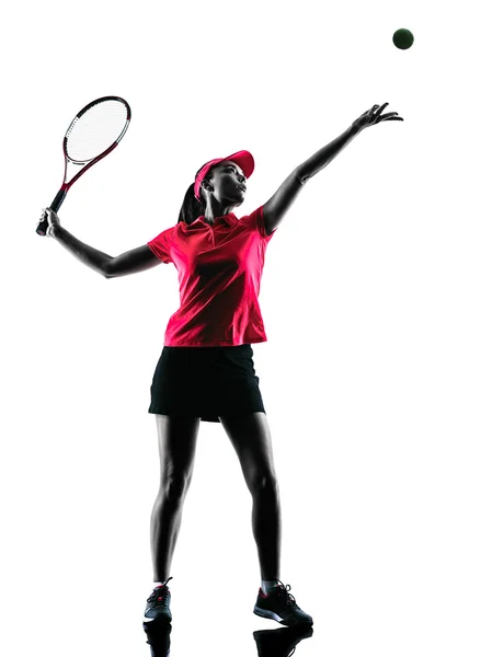 Femme joueuse de tennis tristesse silhouette — Photo