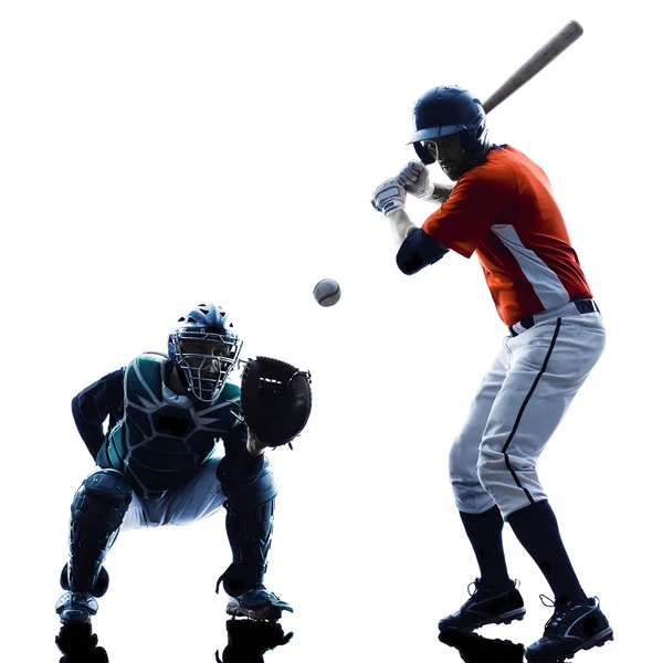 Men baseball players silhouette isolated — Stock Photo, Image