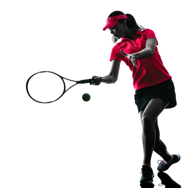 Kobieta tenis odtwarzacz smutek sylwetka — Zdjęcie stockowe
