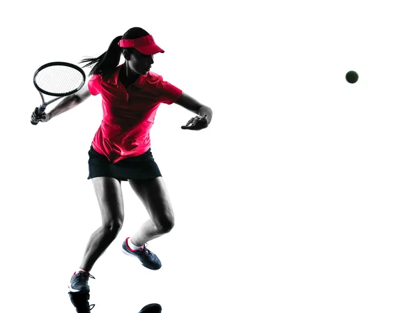 Vrouw tennis speler verdriet silhouet — Stockfoto