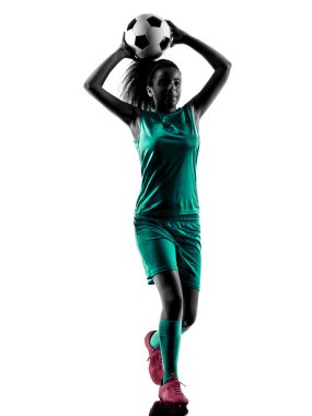 genç kız çocuk futbol oyuncu izole siluet