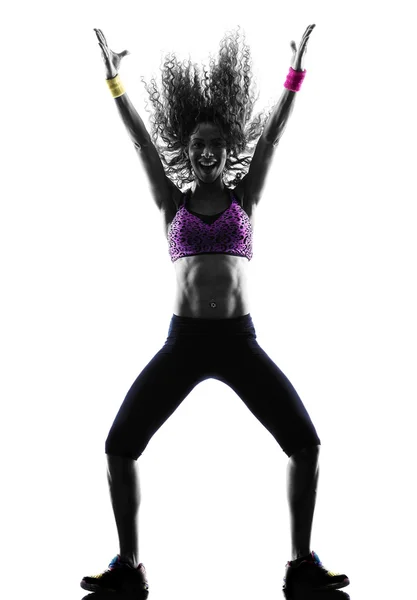 Woman zumba dancer dancing exercises silhouette — Stock Photo, Image