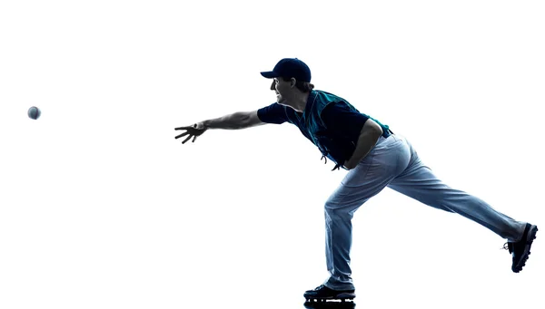 Mann Baseballspieler Silhouette isoliert — Stockfoto