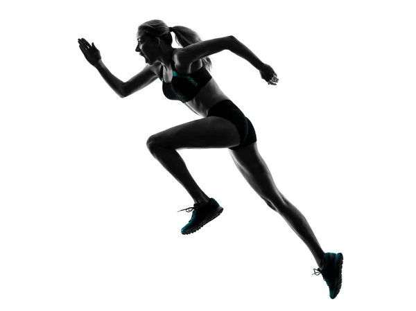 Woman runner running jogger jogging silhouette — Stock Photo, Image