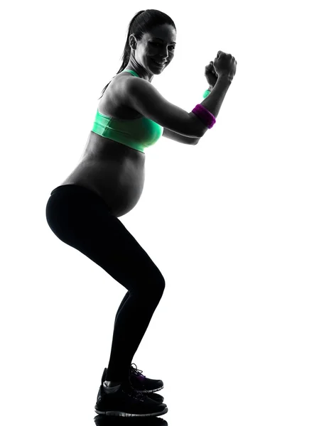 Zwangere vrouw fitness oefeningen silhouet — Stockfoto