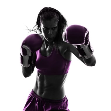 Kadın boksör kickboks silueti izole