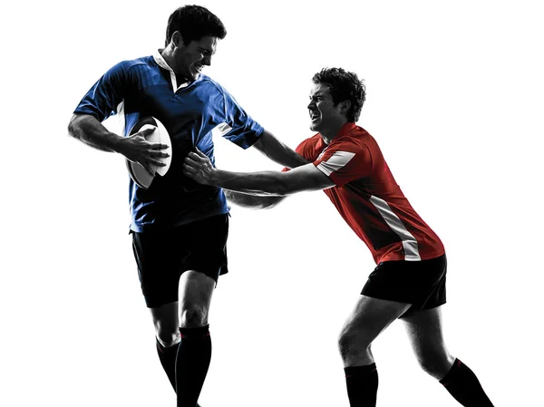 Rugby mannen spelers silhouet — Stockfoto