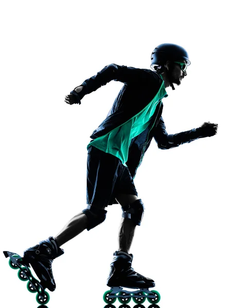 Muž Roller Skater inline kolečkových bruslích silueta — Stock fotografie