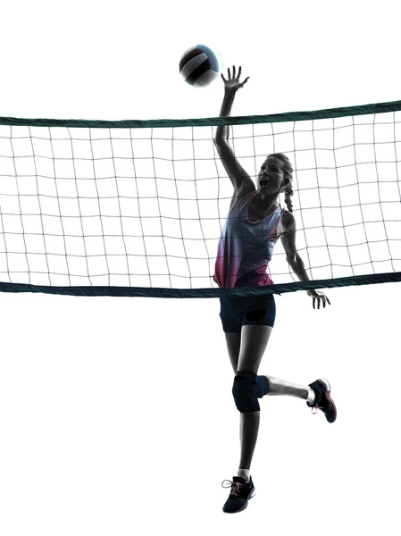 Mulher jogadores de voleibol silhueta isolada — Fotografia de Stock