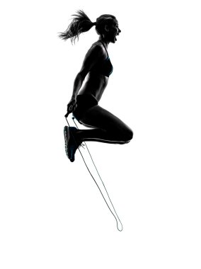 kadın ip atlama egzersiz siluet
