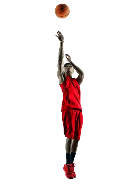 Férfi kosárlabda játékos elszigetelt sziluett — Stock Fotó