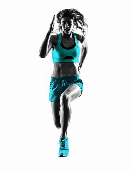 女跑步运动员跑慢跑慢跑剪影 — 图库照片