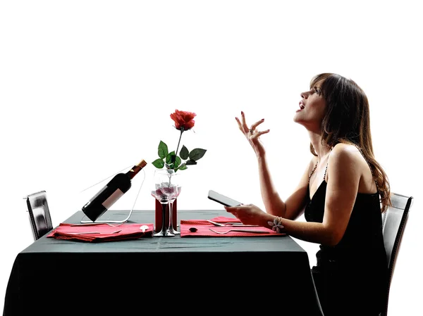 Amante mujer esperando para la cena siluetas — Foto de Stock