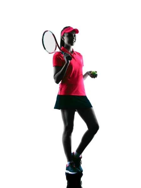 Woman tennis player sadness silhouette — Stock Photo, Image