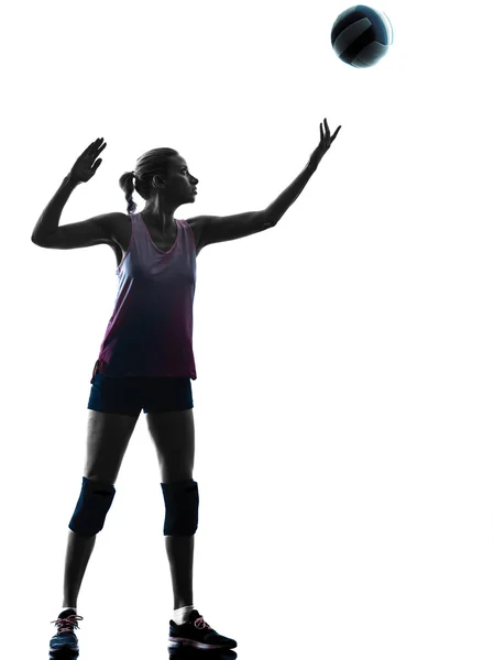 Vrouw volleybal spelers geïsoleerde silhouet — Stockfoto