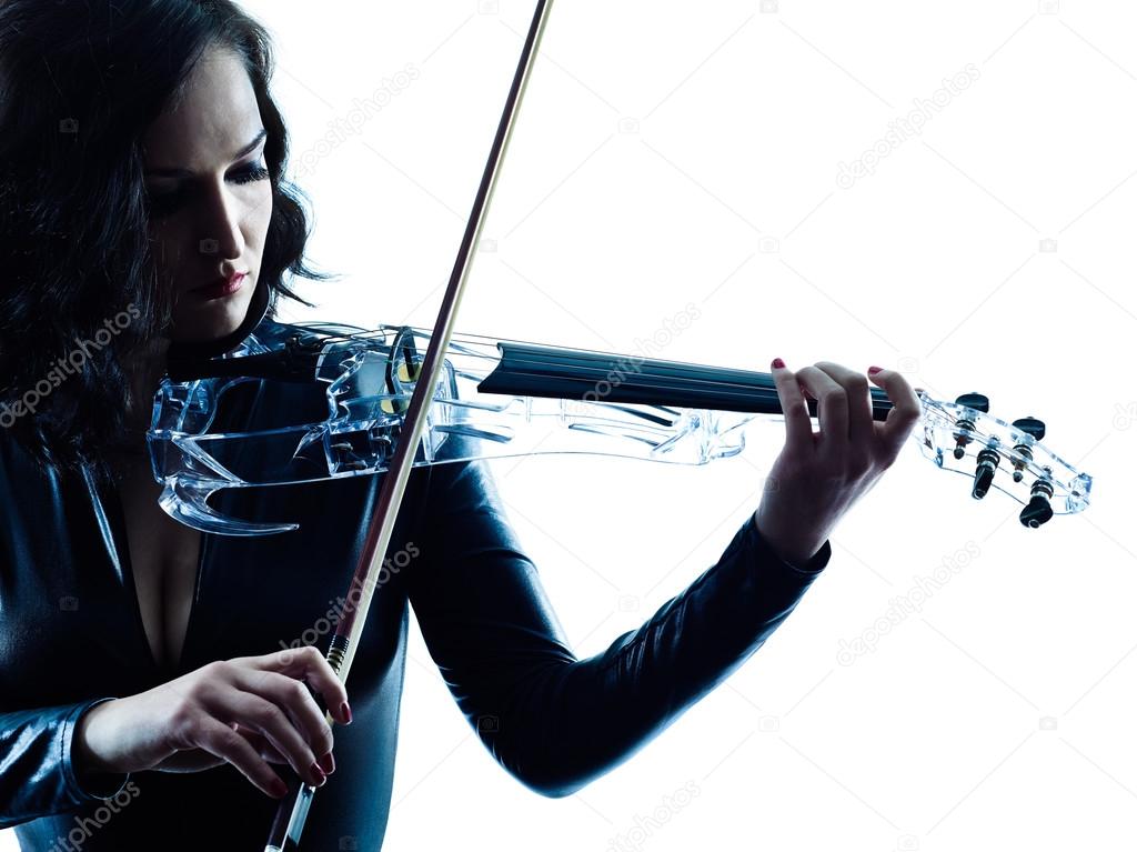 Violinist woman slihouette isolated 