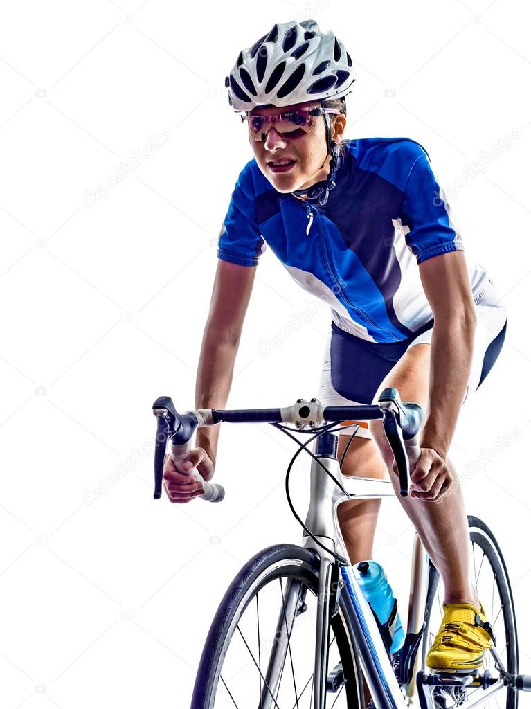 woman triathlon athlete cyclist cycling