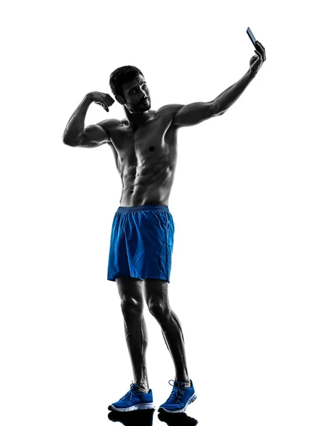 Férfi fitness büszke selfie silhouette — Stock Fotó