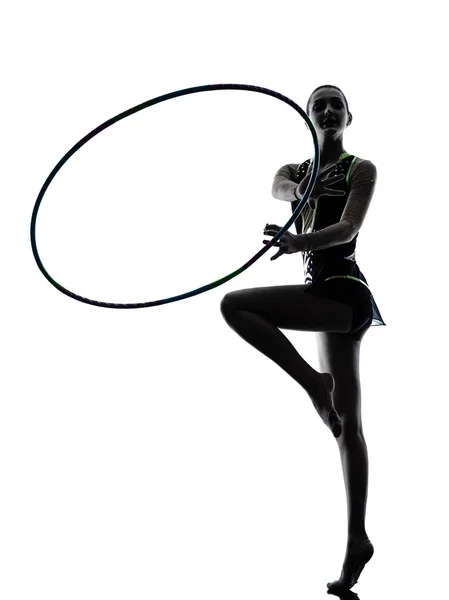 Rytmická gymnastika teeenager dívka silueta — Stock fotografie